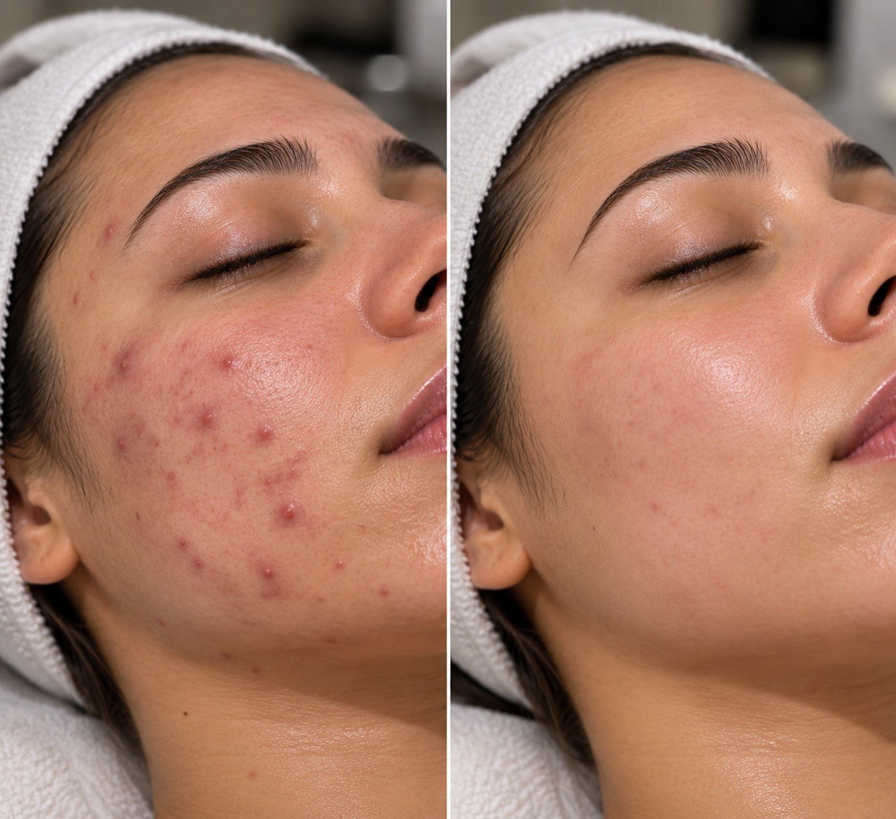 Before and after an Acne Treatment Facial